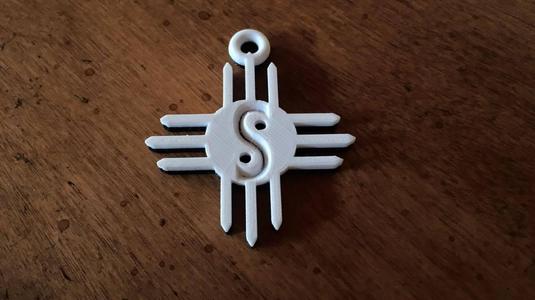 Zia or Santa Fe Sun Yin Yang Keychain