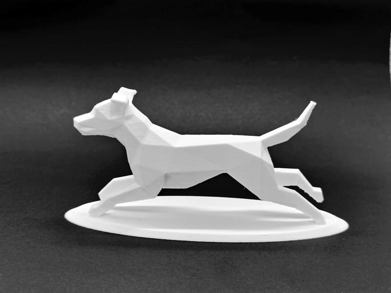 Low-poly Running Puppy Figurine