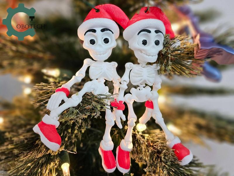 Articulated Skelly Santa Ornament by Cobotech, Christmas Gift, Articulated Toys, Holiday Decor, Unique Holiday Gift