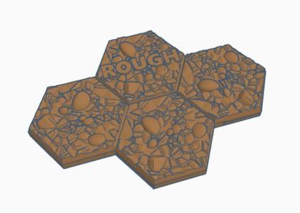 Rough Ground 4 and 7 Hex Tile Clusters, Hex Map Scale