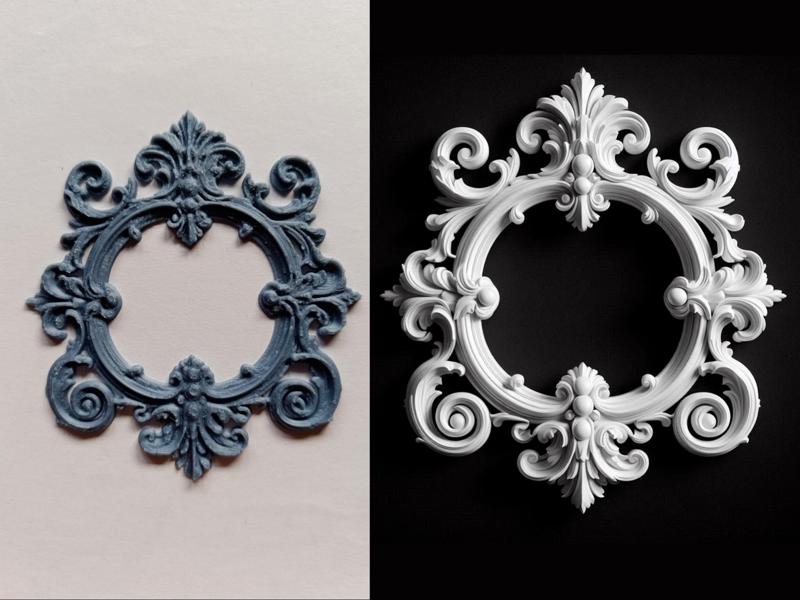 Round cornice with decorative frieze