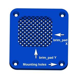 Customizable ventilation grill with mounting holes and brim pad