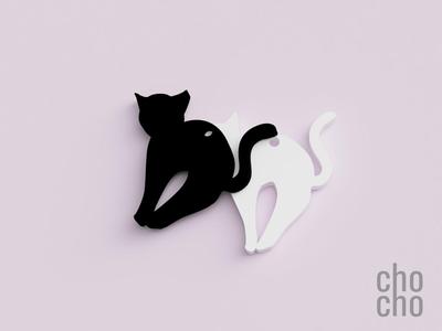 Cat Black and White Earrings