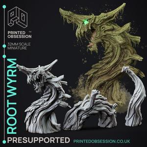 Root Wyrm - Wood Dragon - PRESUPPORTED - 32mm Scale