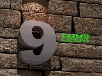 House Number 9 in Modern Rounded Style