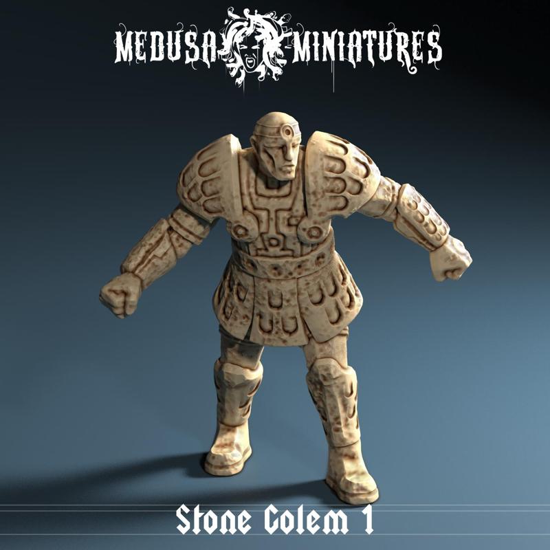 Stone Golem 1 - 28mm Fantasy Miniature STL for Resin Printing (RPG & Wargame Ready) Pre-supported