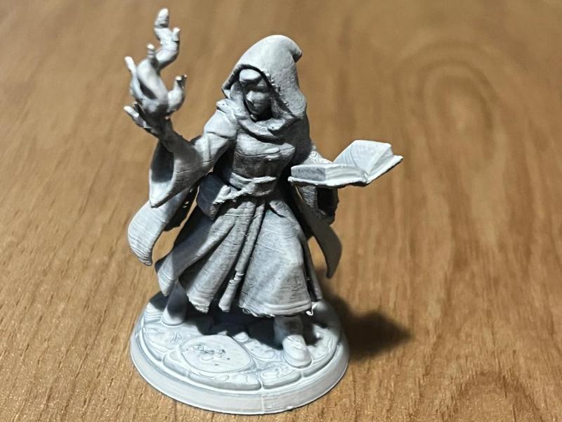 Miniature sorceress with a book