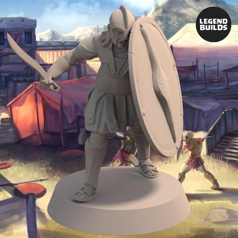 Soldiers of Nemis with Sword and Shield - Pose 3 - 3D printable miniature - STL file