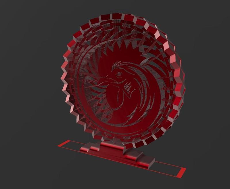 Rooster Head a31 - 02 - Suspended - 2D- Thread Art STL