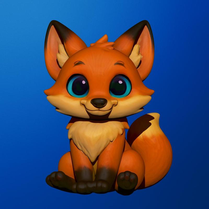 Cute Baby Fox – 3D Printable STL Figurine