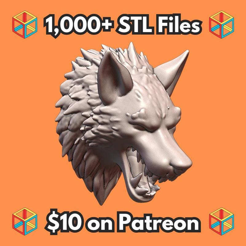Quarter Scale Snarling Wolf Trophy Bust for Wall Display MineeForm FDM 3D Print STL File