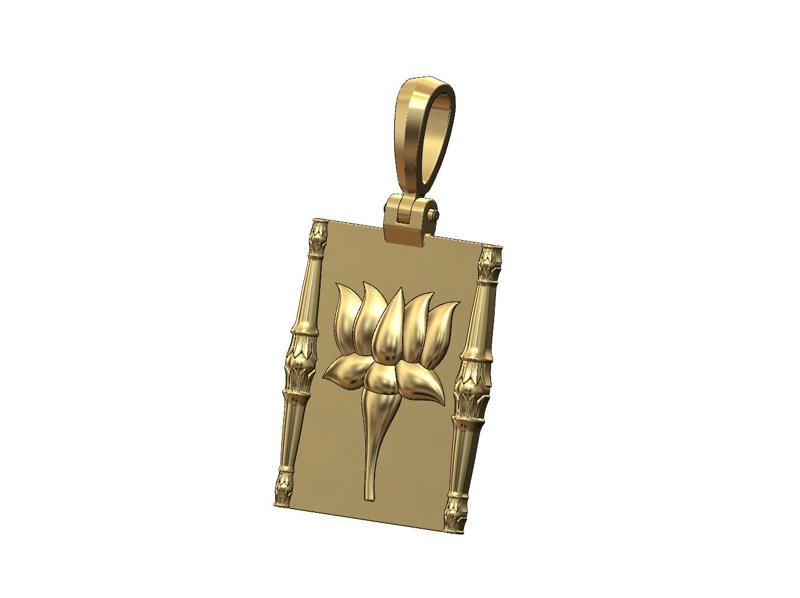 Lotus bead columns and flower relief pendant charm 3D print model