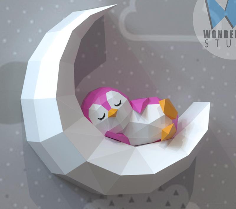 PENGUIN SLEEPING ON MOON