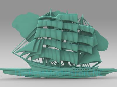 3D Model STL File for CNC Router Laser & 3D Printer Brig Ship