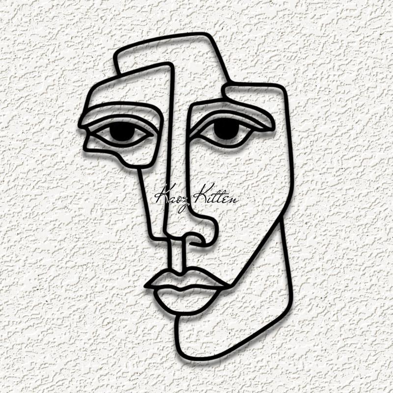 ABSTRACT FACE MINIMALIST LINE WALL ART HOME DECOR