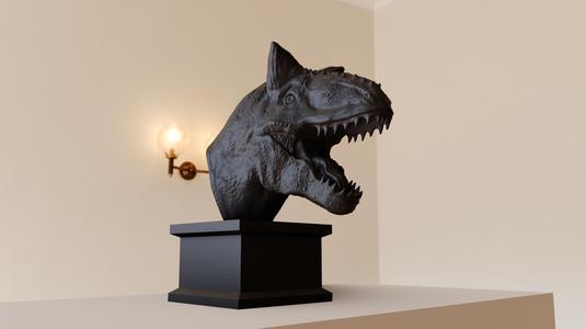 Carnotaurus dinosaur head roaring bust statue stl