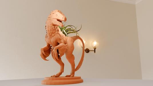velociraptor roaring planter pot flower vase stl