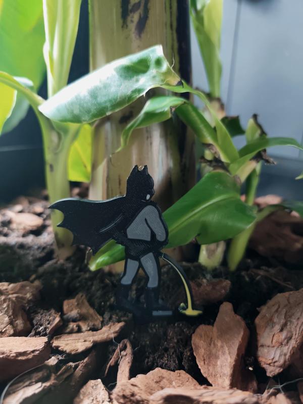 Funny Superhero Plant Stake – Bat-Pee Garden Decor
