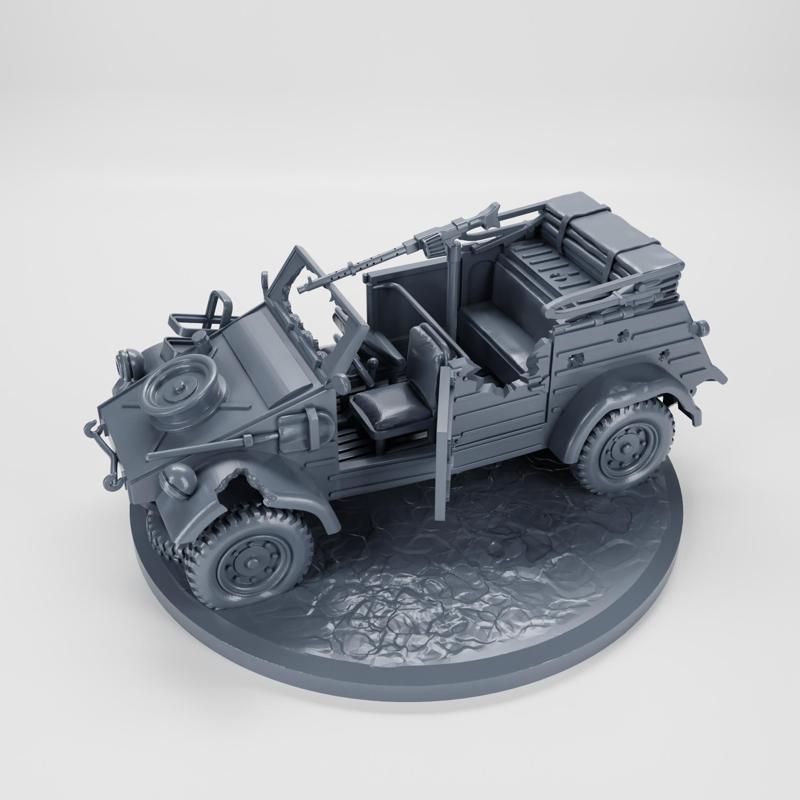 Destroyed VW Kubelwagen (Germany, WW2) - Objective marker#41 for Bolt Action (diameter 60mm) (scale 1:56)