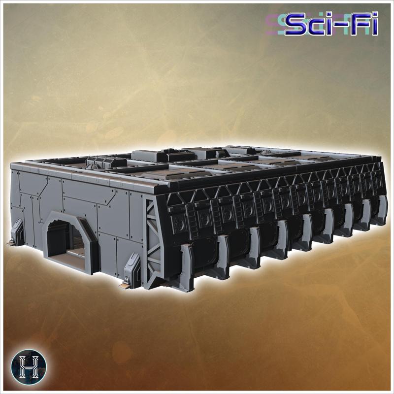 Massive rectangular industrial facility with numerous vents and heavy-duty reinforced walls (4) - Future Sci-Fi SF Post apocalyptic Tabletop Scifi Wargaming Planetary exploration RPG Terrain
