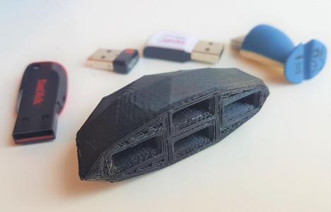 USB Holster/Holder - Low Poly/Rounded - 2/4 ports