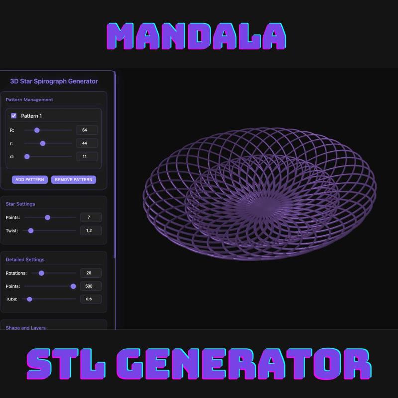 AV Mandala - 3D Star Pattern Generator