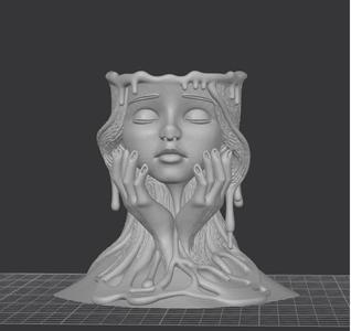 Melting Beauty Candle Holder – Abstract Woman Face Sculpture for 3D Printing
