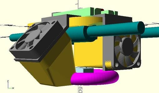 parametrized Bowden Carriage and duct for E3D (Openscad)
