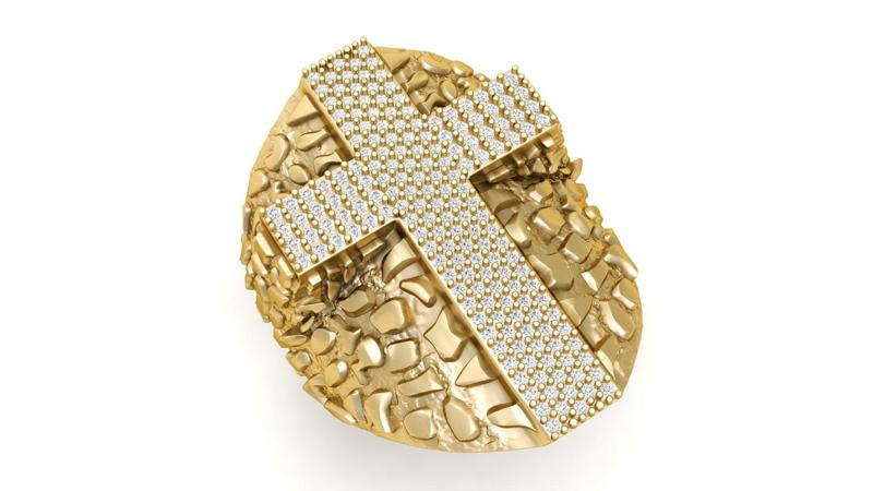 Nugget Diamond Cross Ring