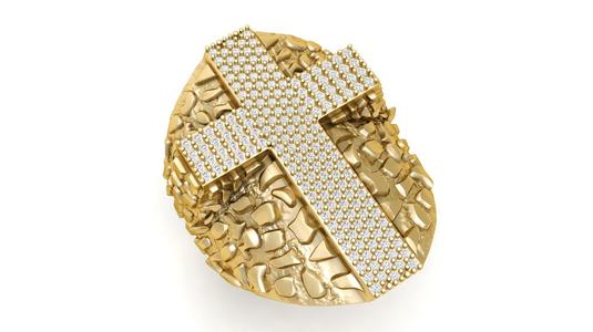 Nugget Diamond Cross Ring