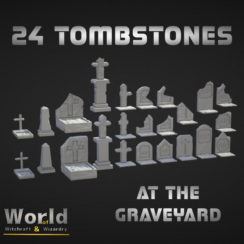 24 Tombstones at the Graveyard