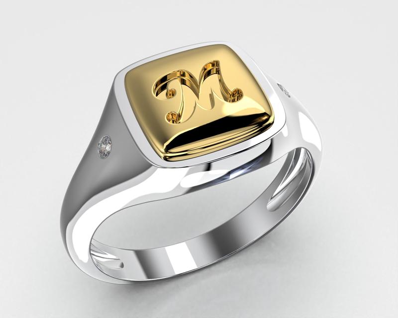 Jewelry Signet Ring letter M - Printable STL