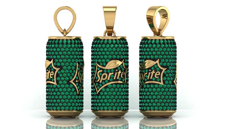 Diamond Sprite Soda Can Diamond Pendant