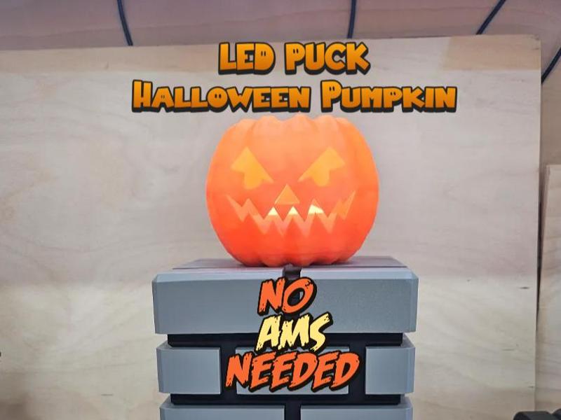 Hinged Halloween Pumpkin no ams LED puck fitting
