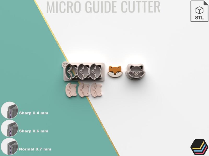 Digital .STL Polymer Clay Cutter Guide Fox *5 Size 3 Version /File For Use In A 3D Printer