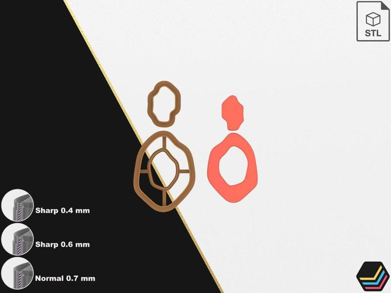 Polymer clay cutters Organic Uneven | 5 size 3 version cut| Digital files for 3D printing