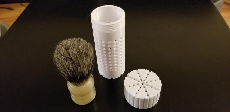Omega "midget" shave brush travel container