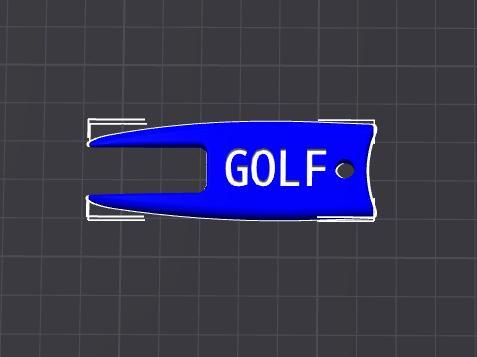 Golf Divot repair with hole for clip