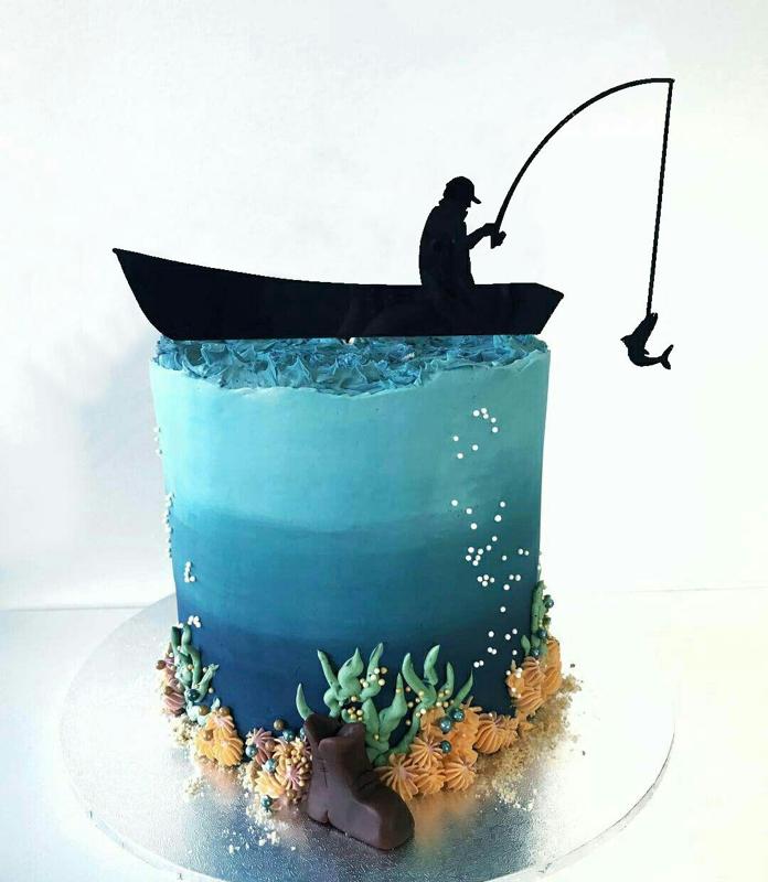 Cake Topper Adorno Torta - Pescador en Bote