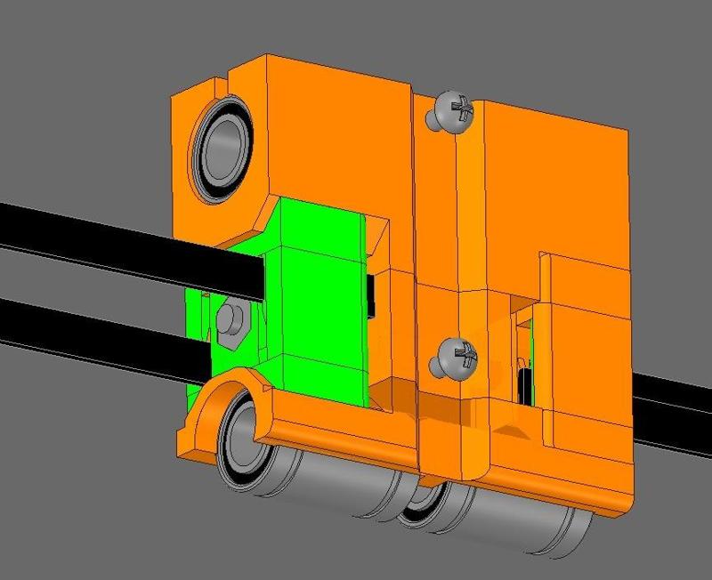 3D Printer 4xLM8UU Minimal X Carriage (with symmetric/balanced tensioning mechanism) for F694zz bearings & more [#SCOUTcorexy design]