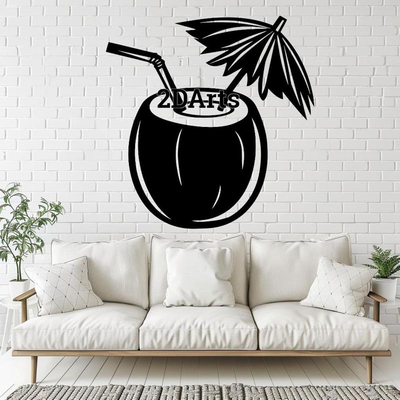 Coconut Cocktail 2D Wall Art/Window Art - Perfect for Summer Vibes and Tropical Decor