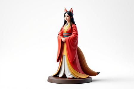 1557 COLORFUL Fox Spirit Woman in Pu Song Ling Style, magic, dragon, fantasy, wood, gnome, gorgon, warrior, wild, fox, monster, cat, dog, fair, witch, werewolf, horror, beast, gothic, troll