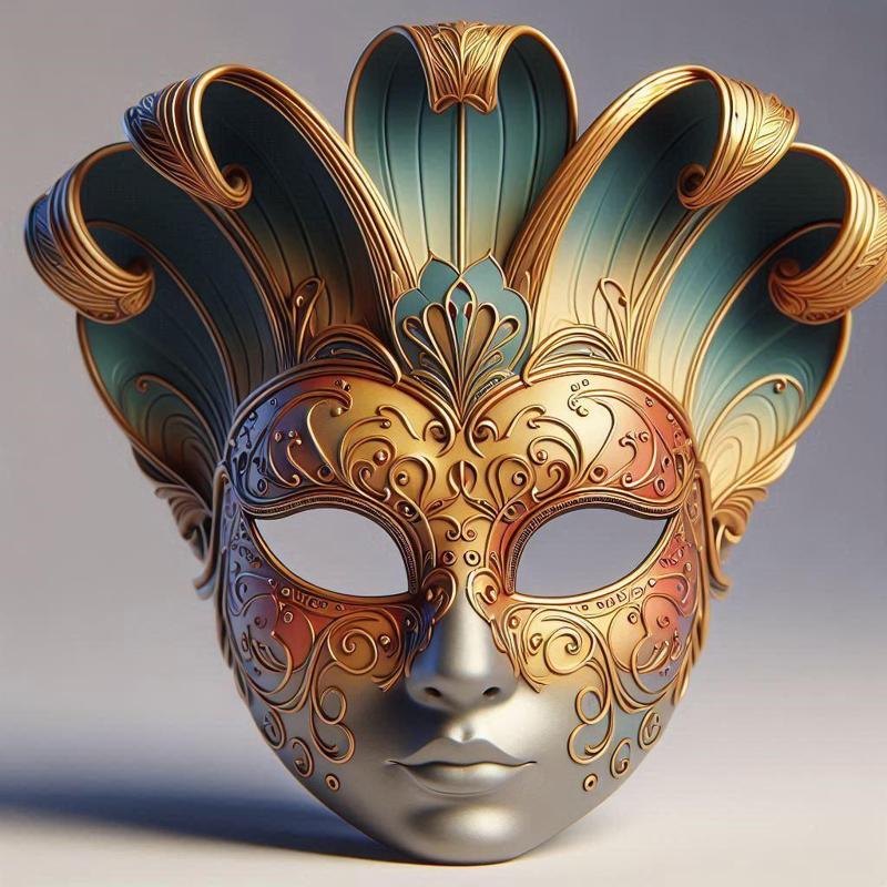 623 Venetian Carnival Mask Color 3D Model, magic, dragon, serpent, mask, gnome, gorgon, venetian carnival, wild, fox, monster, cat, fair, witch, werewolf, horror, beast, snake, troll, skeleton dance