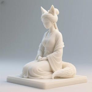 1906 Fox Spirit Woman in Pu Song Ling Style, magic, dragon, fantasy, wood, gnome, gorgon, warrior, wild, fox, monster, cat, dog, fair, witch, werewolf, horror, beast, gothic, troll