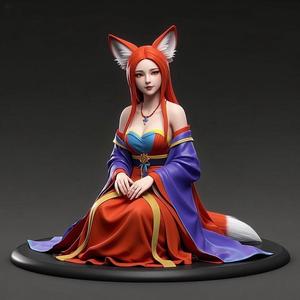 1428 COLORFUL Fox Spirit Woman in Pu Song Ling Style, magic, dragon, fantasy, wood, gnome, gorgon, warrior, wild, fox, monster, cat, dog, fair, witch, werewolf, horror, beast, gothic, troll