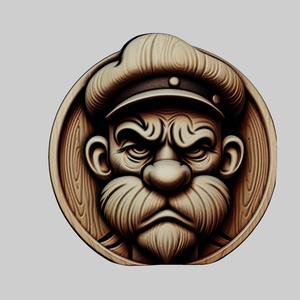 Popeye Cartoon Medallion for CNC Router Laser & 3D Printer