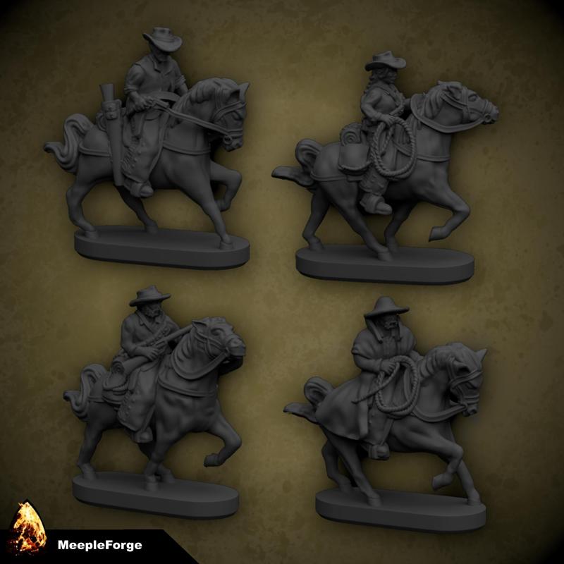 Cowboys on Horseback for use with Great Western Trail Board Game