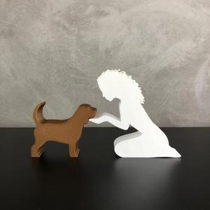 Girl and her Beagle(wavy hair) for 3D printer or laser cut