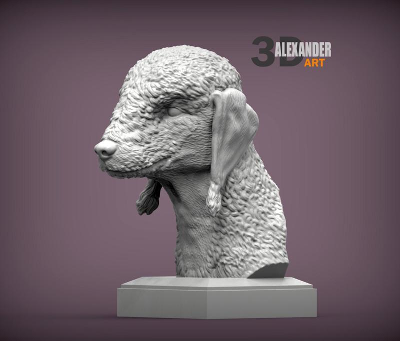 bedlington terrier bust 3D print model