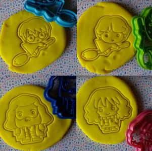 Set 4 cookie cutters Harry Potter, hermione, hagrid, rum.